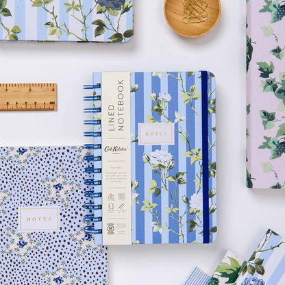 Blue Stripe Floral Spiral Bound Notebook (B6) (14120)