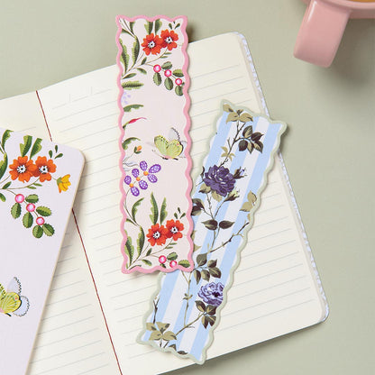 Cath Blue Stripe Floral Premium Bookmark (14232)
