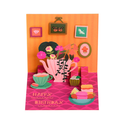 Teapot Vase Pop Up Greeting Card (12973)