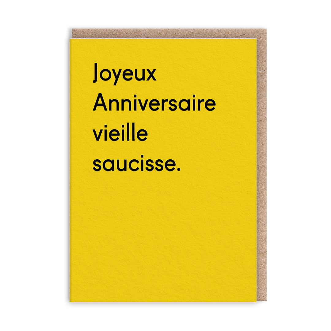Silly Sausage French Caption Greeting Card (14906)