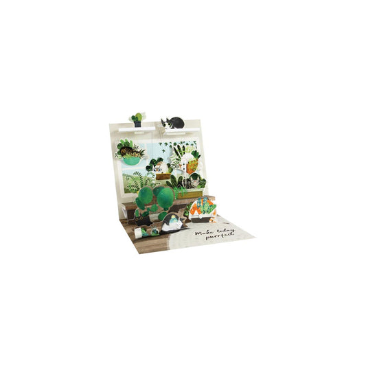 Cats In Plants Layered Greeting Card (10637)