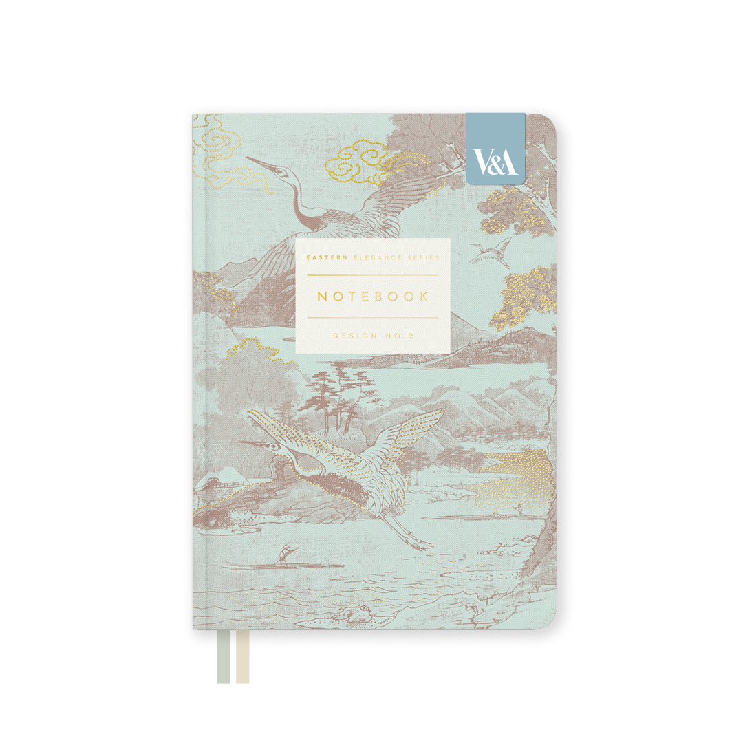 Eastern Elegance Flying Cranes Fabric Hardback Notebook (B6) (13611)