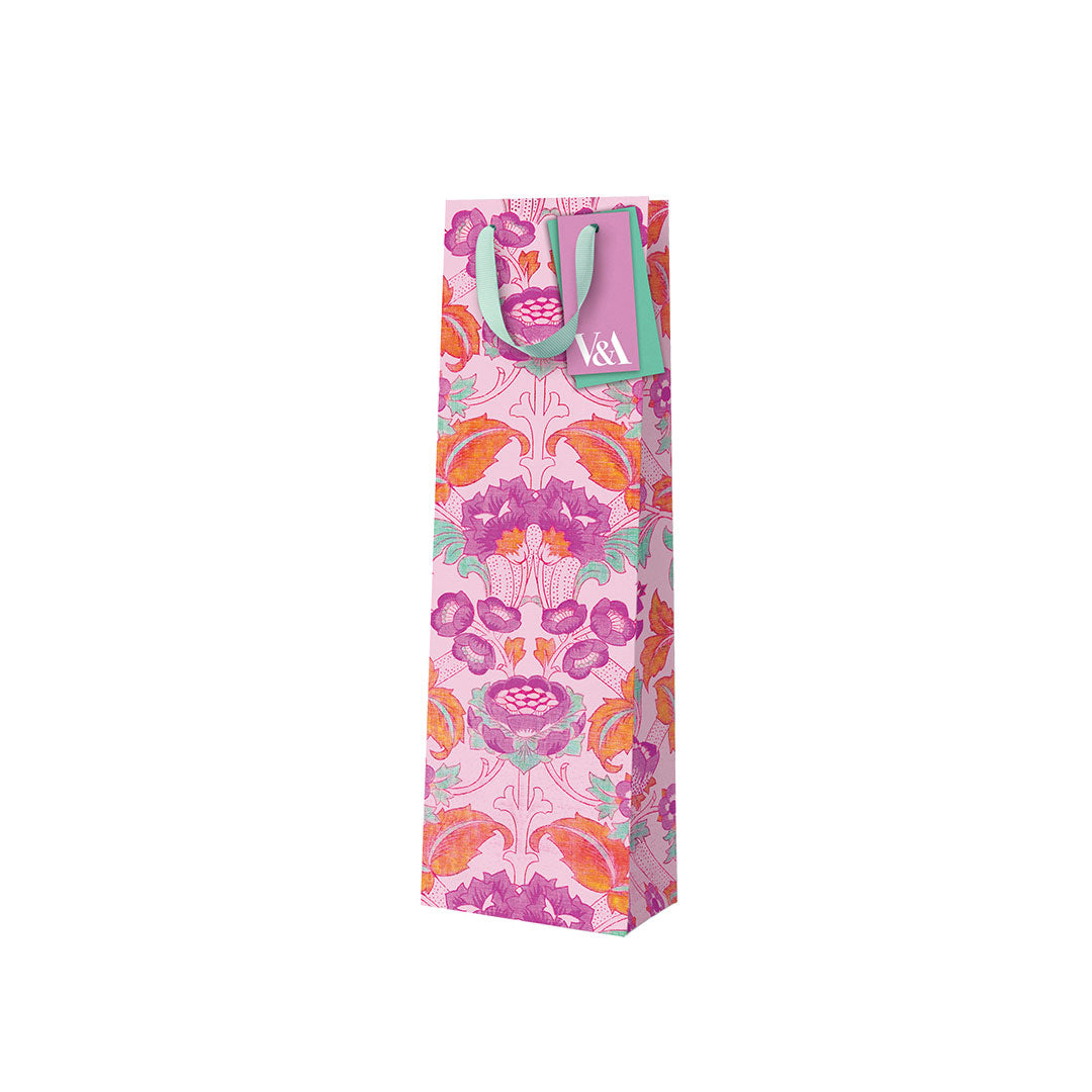 Neon Floral Pink Arts & Crafts Gift Bag (Bottle) (12558)