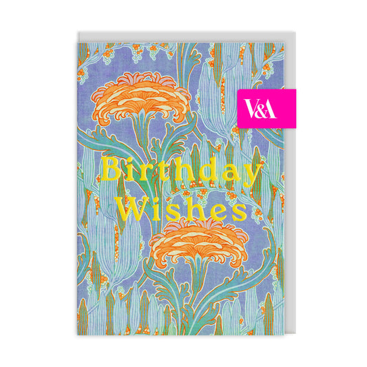 Neon Floral Orange Flower Greeting Card (12596)