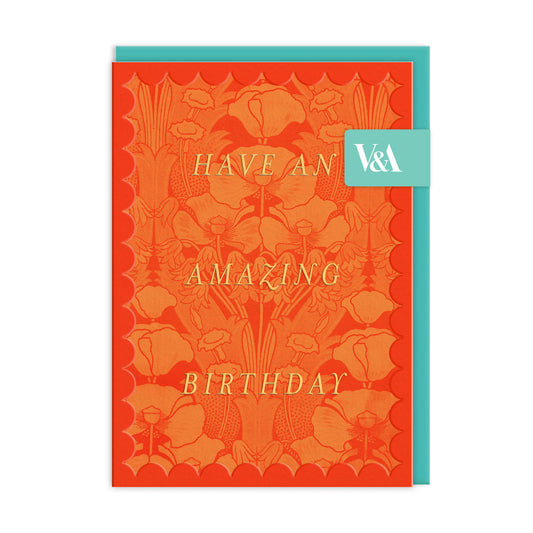 Scalloped Orange Floral Greeting Card (12612)