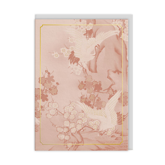 Eastern Elegance Cranes & Blossom Greeting Card (13618)