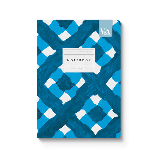 Playful Geometrics Blue Plaid Premium Perfect Bound Notebook (A5) (12537)