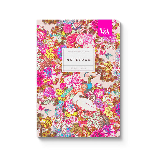 Neon Floral Peacock Floral Premium Perfect Bound Notebook (A5) (12541)