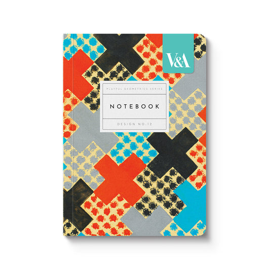 Playful Geometrics Red and Blue Crosses Premium Perfect Bound Notebook (A6) (12544)