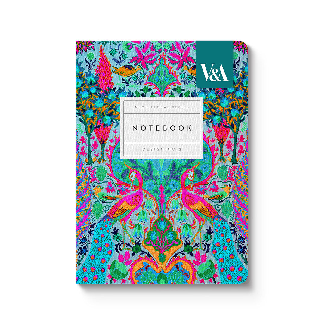 Neon Floral Peacock Premium Paperback Notebook (A6) (12546)