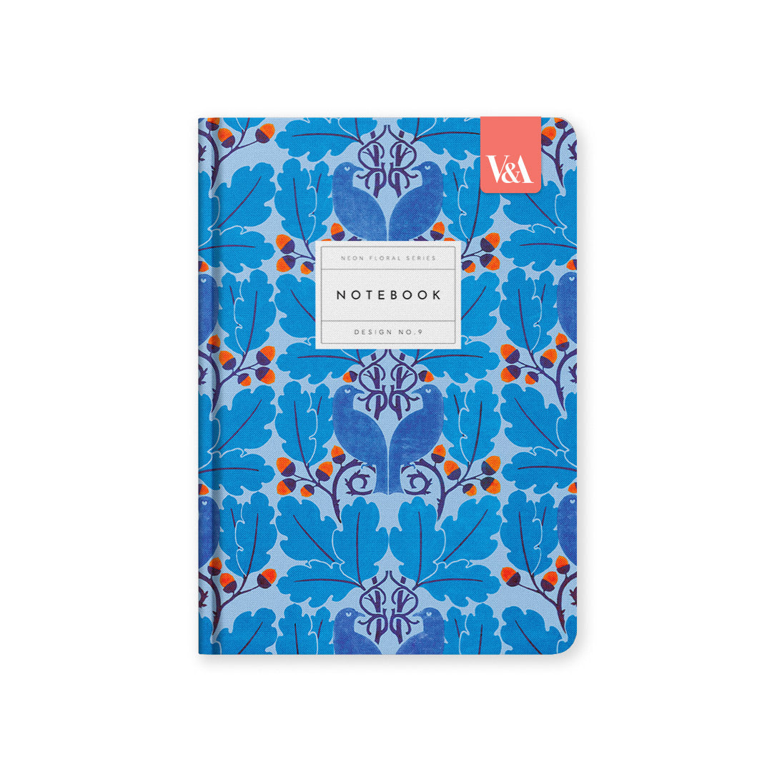Neon Floral Blue Birds Hardback Notebook (A5) (12836)