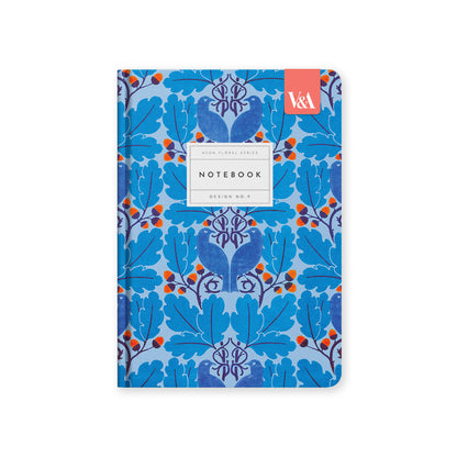 Neon Floral Blue Birds Hardback Notebook (A5) (12836)