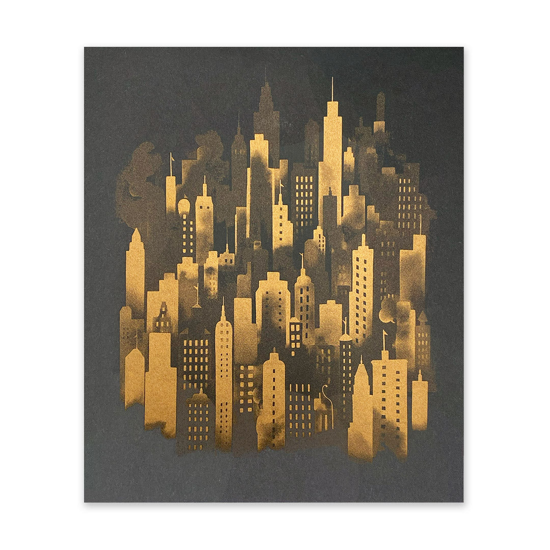 Black & Gold Metropolis Riso Print (12x10)(10982)