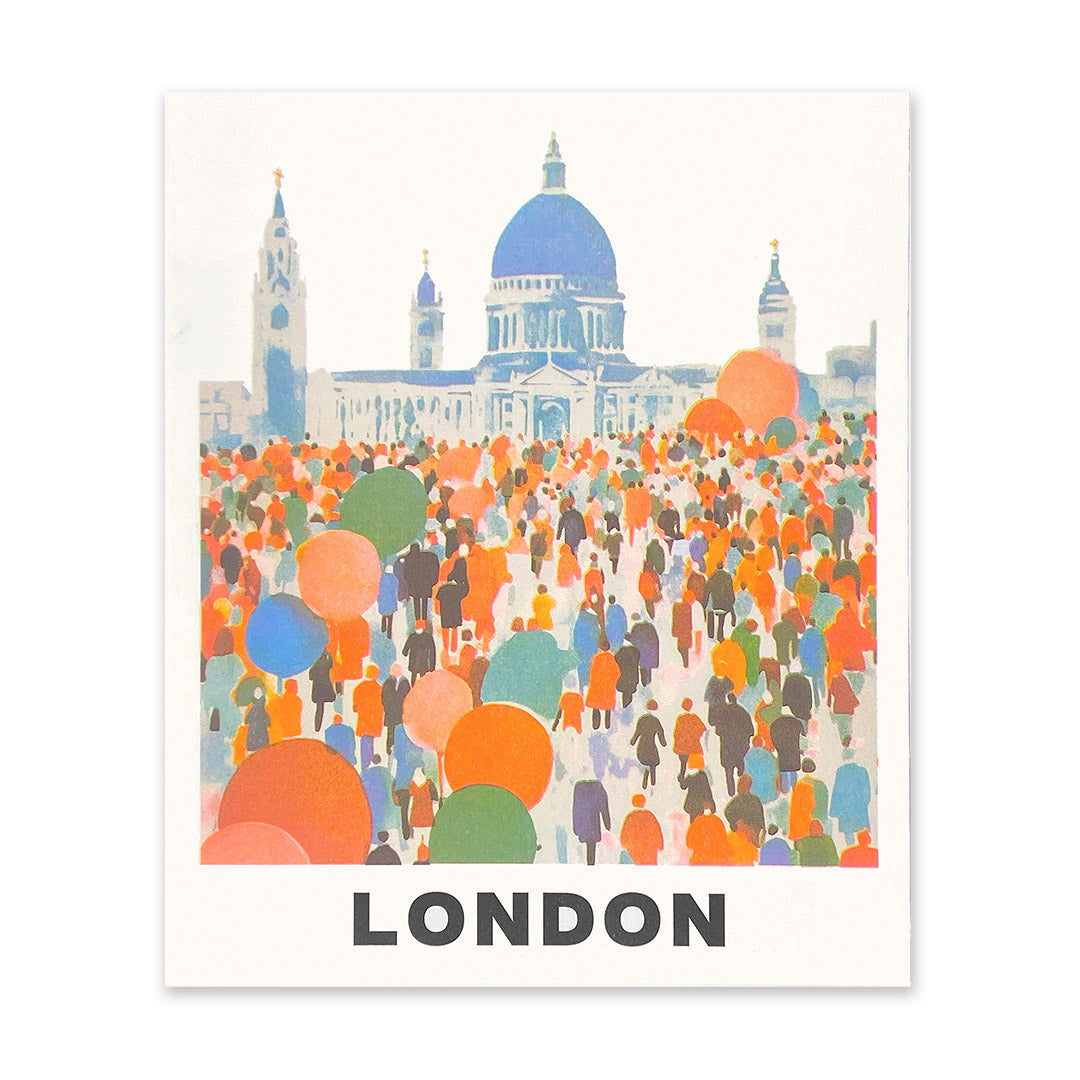 St Paul's Cathedral with Crowd Riso Print (12x10)(11115)