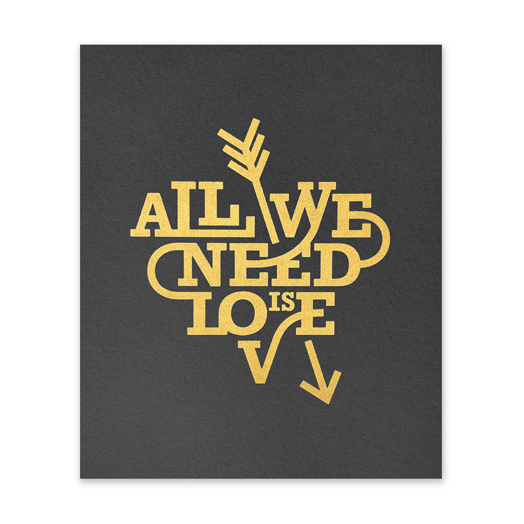 All We Need Is Love Gold Riso Print (12x10)(11275)