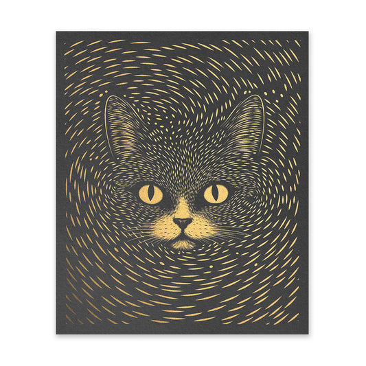 Gold & Black Cat Art Print (11412)