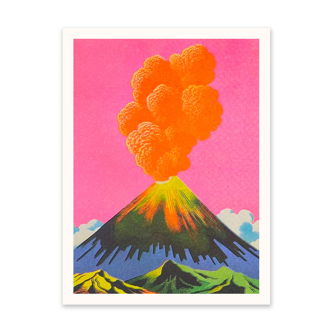 Neon Volcanoes 3 Riso Print (8x6)(10901)