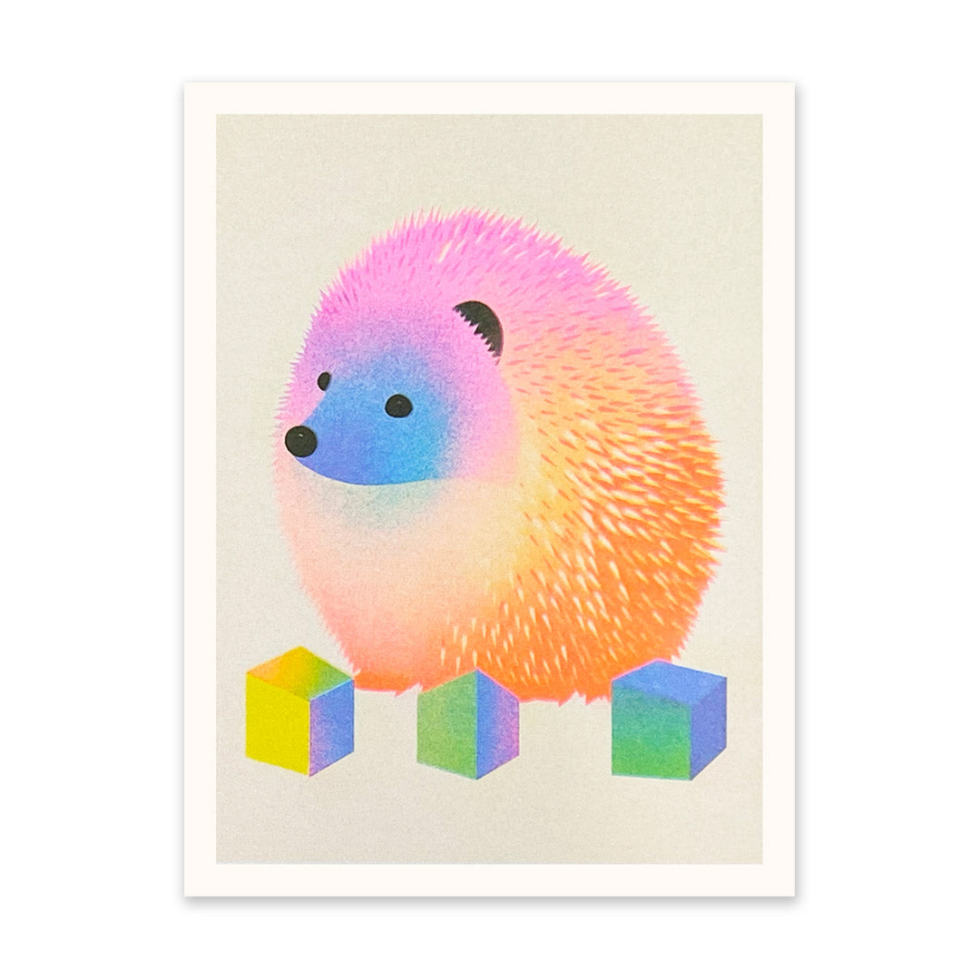 Abstract Neon Hedgehog Riso Print (8x6) (10921)