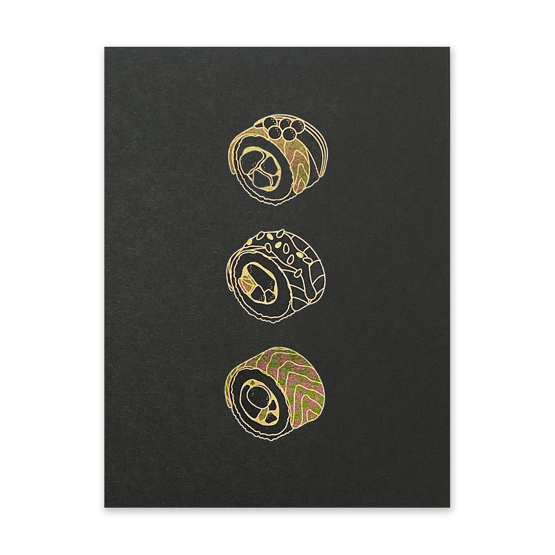 Black & Gold Sushi 2 Riso Print (8x6) (10942)