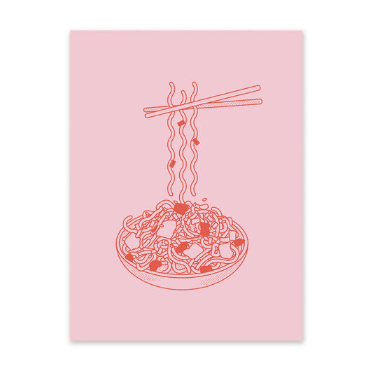 Pink and Red Noodles In Bowl Art Print (11223)