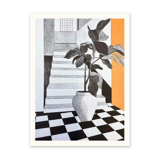 Black White & Orange Interior 1 Art Print (11281)