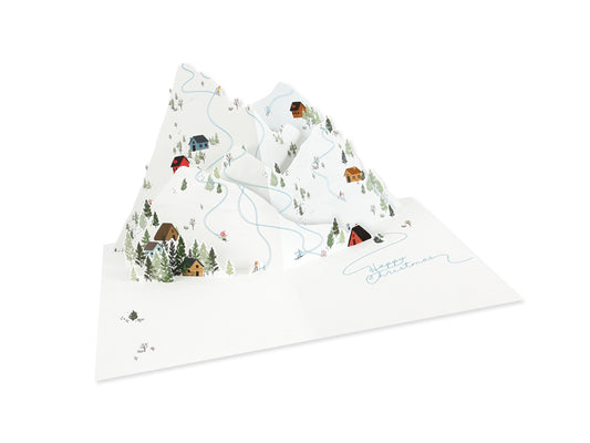 Alpine Ski Slope 3D Pop Up Greeting Card