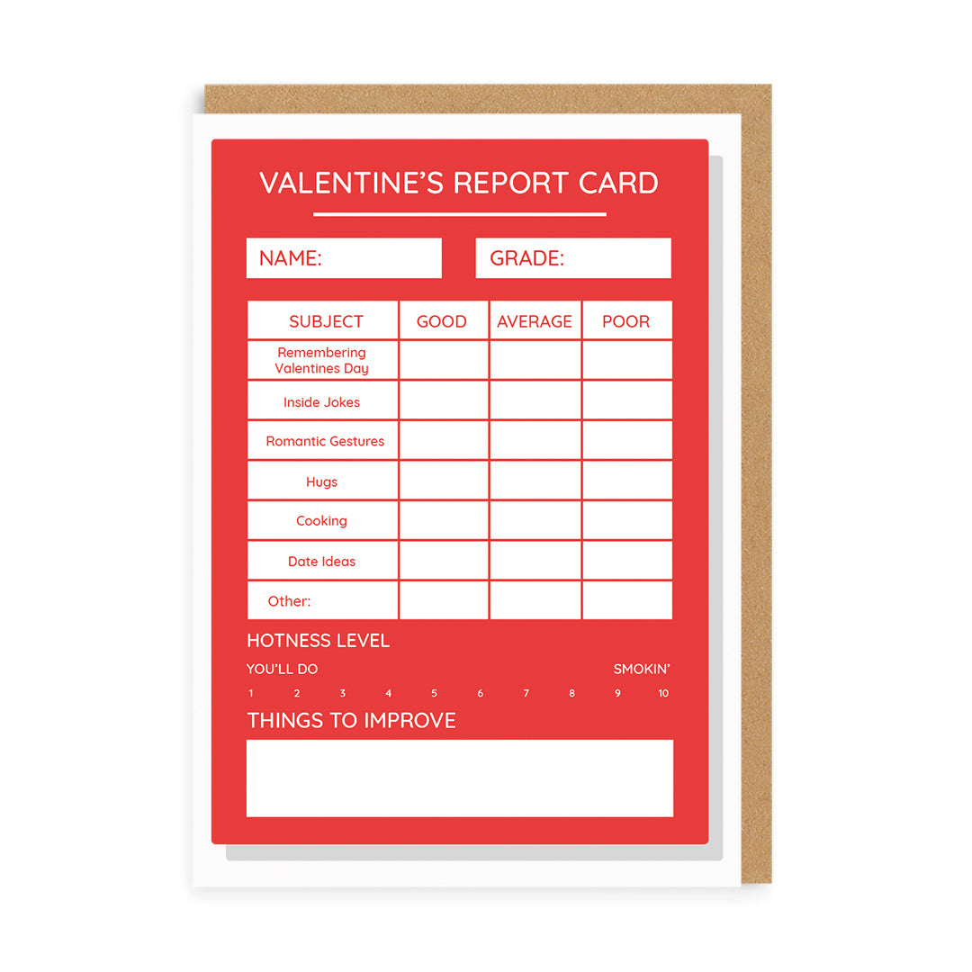 Valentine's Report Card Greeting Card