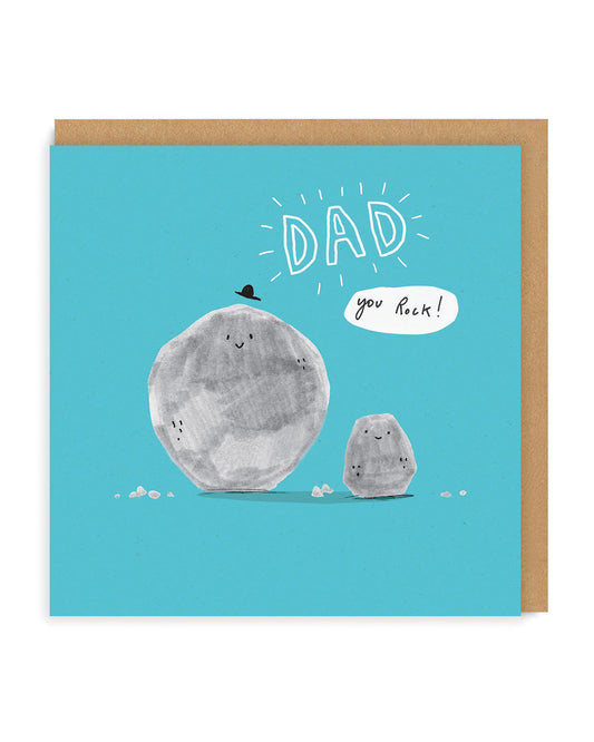 Dad Rocks Square Greeting Card