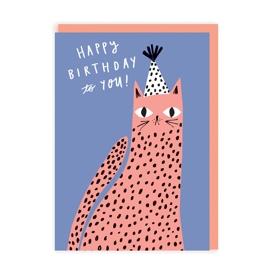 Pink Leopard HBD Greeting Card