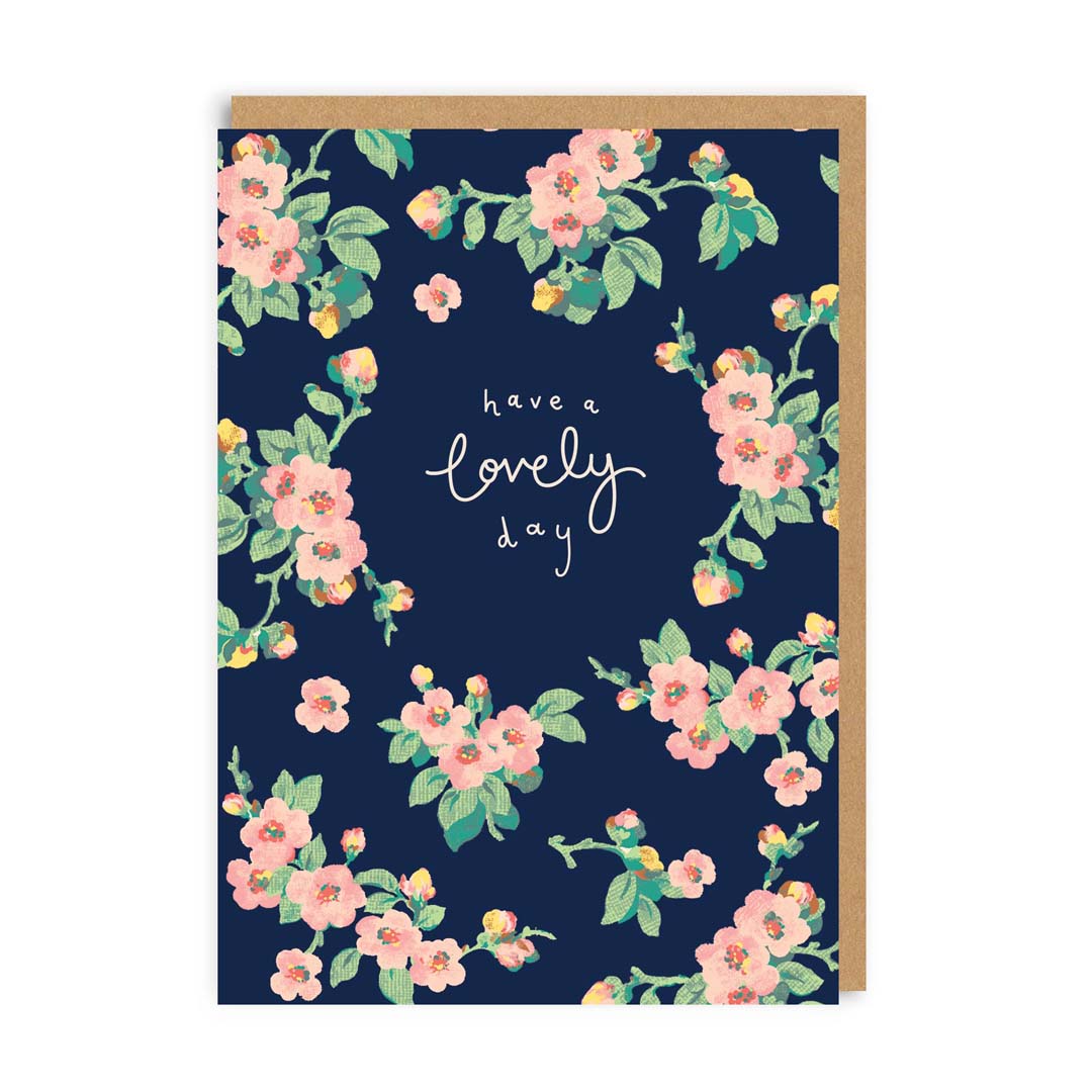 Cath Kidston Have A Lovely Day Navy Floral Greeting Card