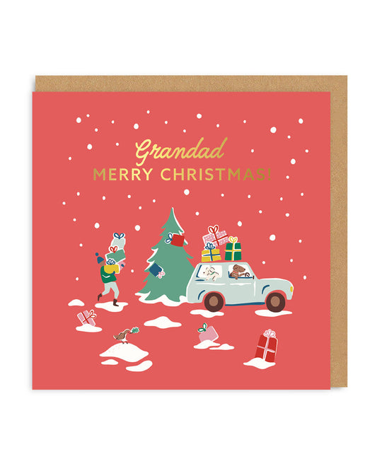 Cath Kidston Grandad Car Merry Christmas Square Greeting Card