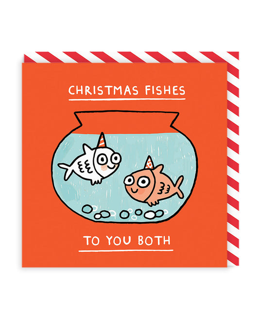 Christmas Fishes To You Both Square Card