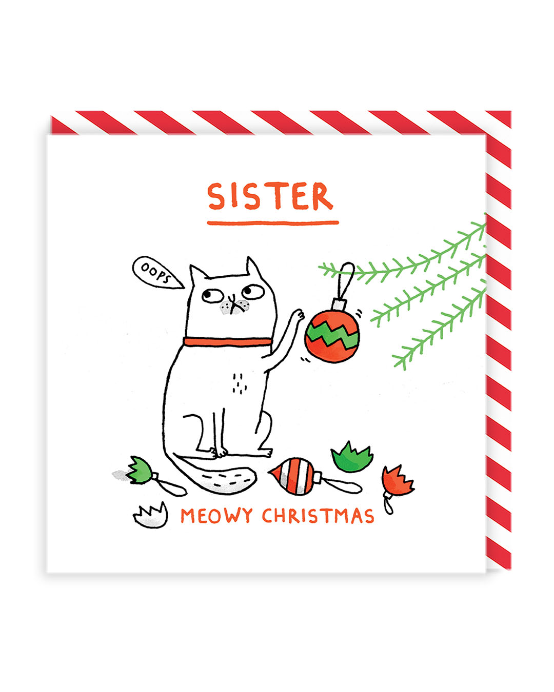 Sister Meowy Square Christmas Card