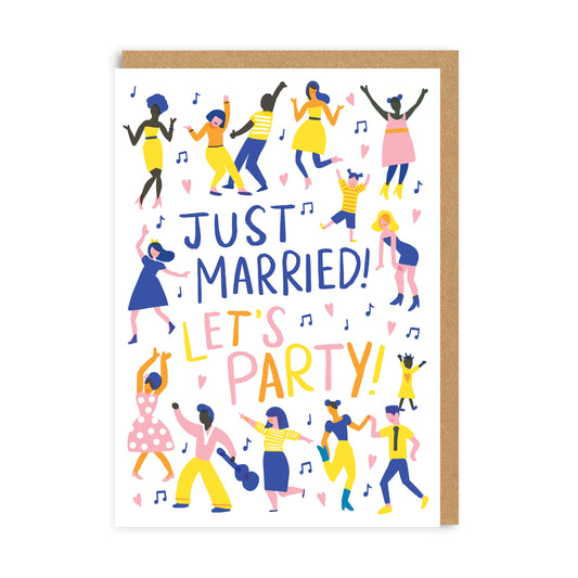 Just Married Let's Party Greeting Card