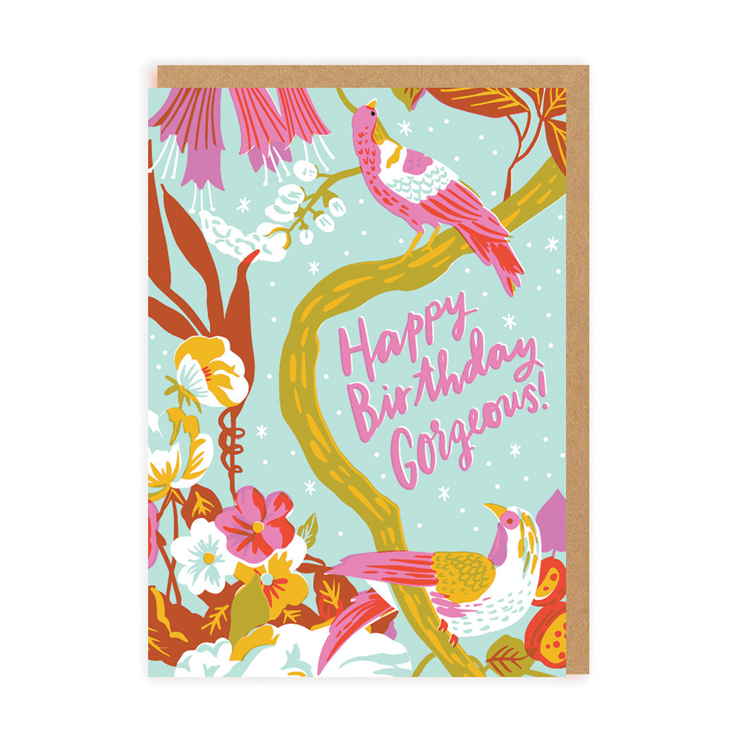 Gorgeous Tropical Birds Birthday Greeting Card