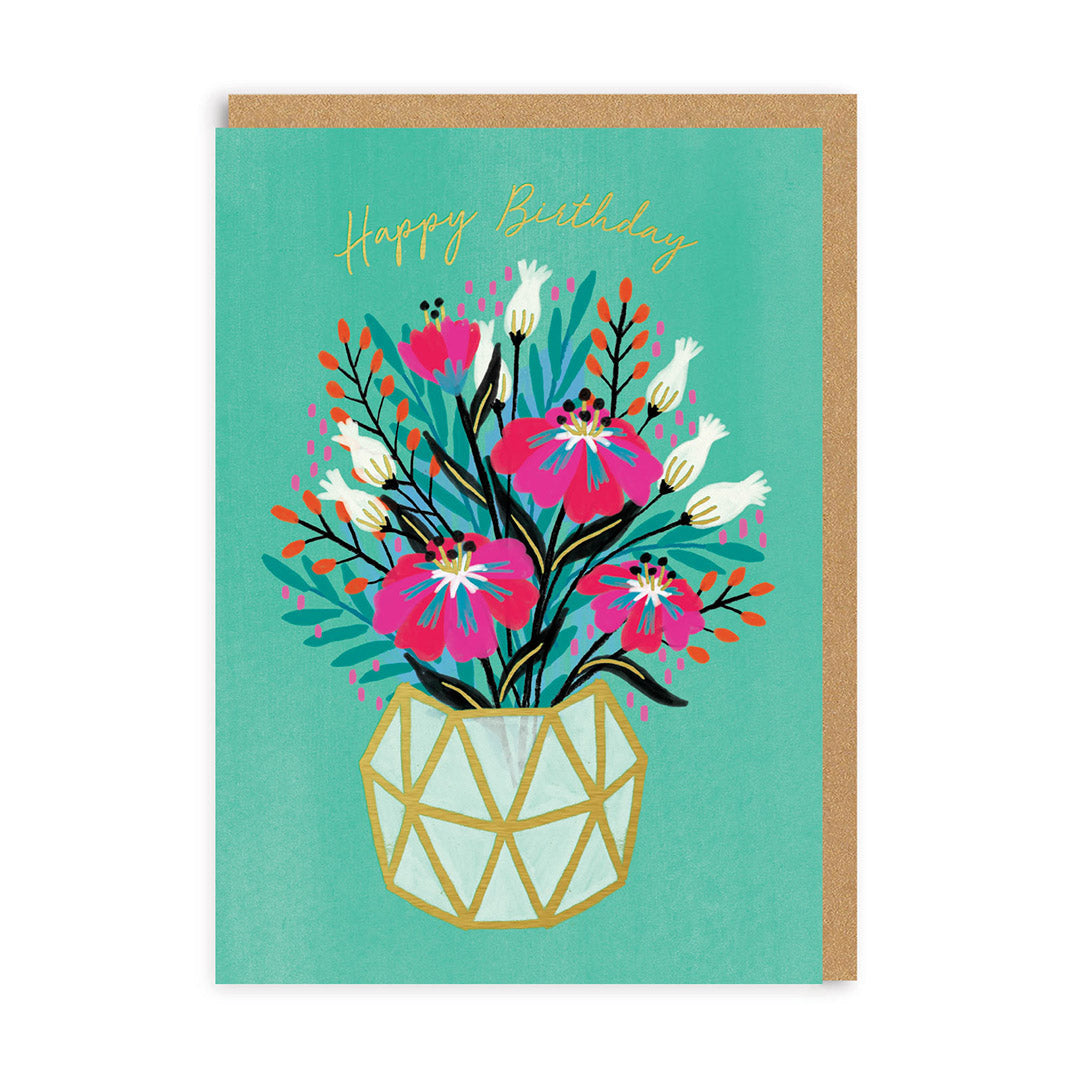 Flower Vase Birthday Greeting Card