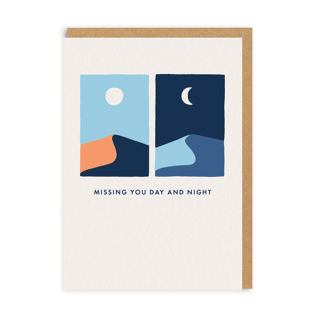 Miss You Day and Night Greeting Card