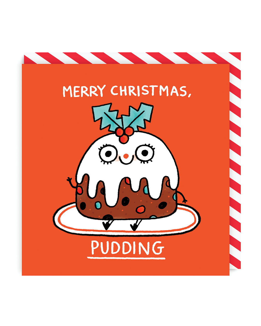Merry Christmas Pudding Square Greeting Card