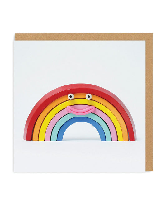Rainbow Smiley Face Square Greeting Card