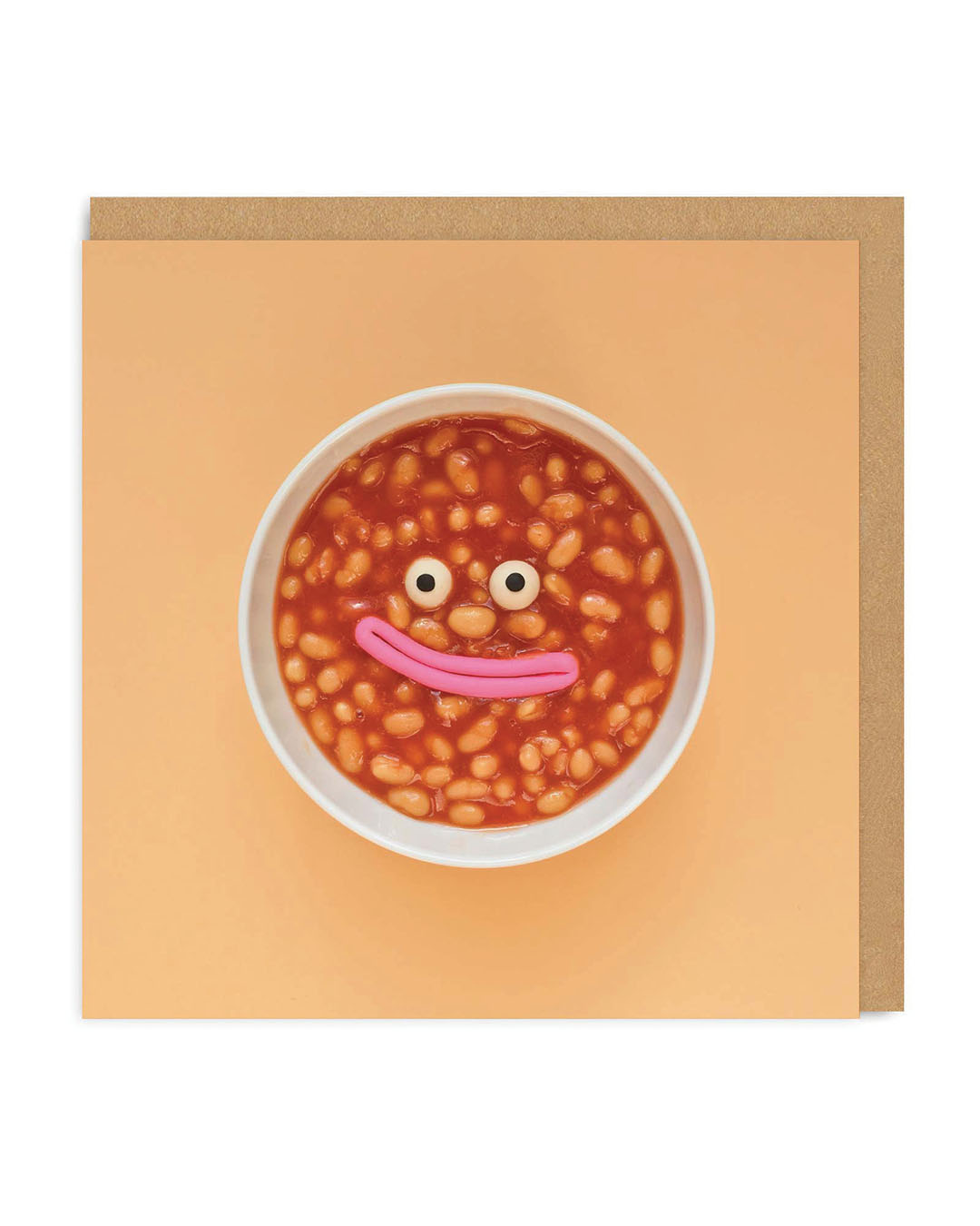 Beans Smiley Face Square Greeting Card