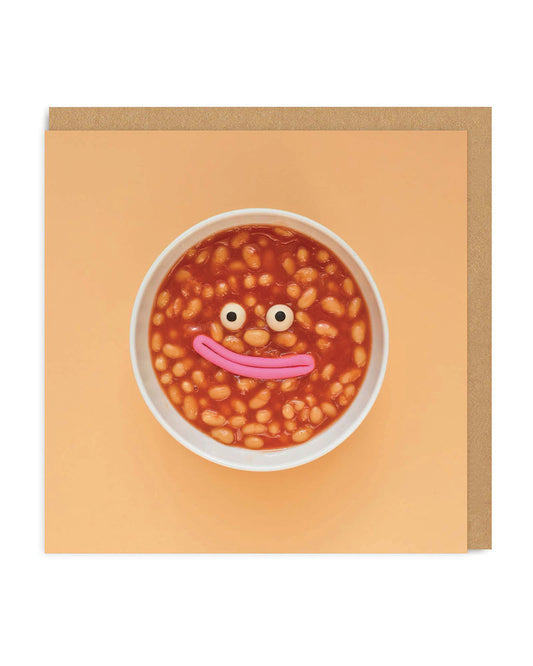 Beans Smiley Face Square Greeting Card