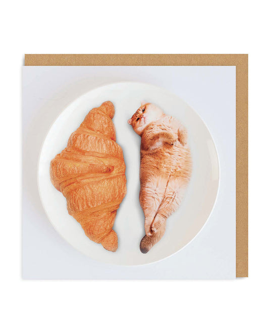 Cat Croissants Square Greeting Card