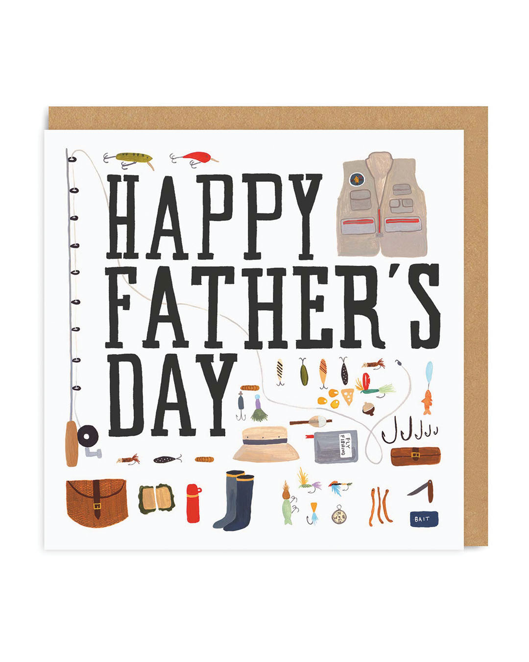 Father's Day Fishing Square Greeting Card