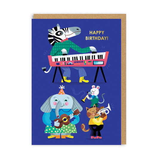 Animal Band Birthday Greeting Card