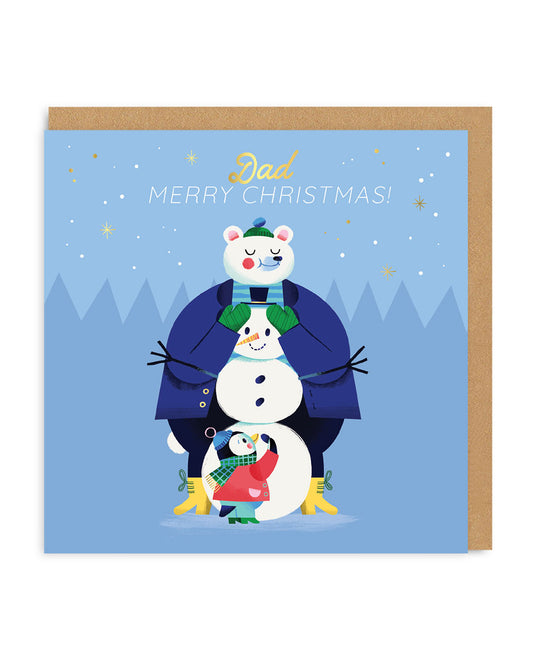 Dad Snowman Merry Christmas Square Card