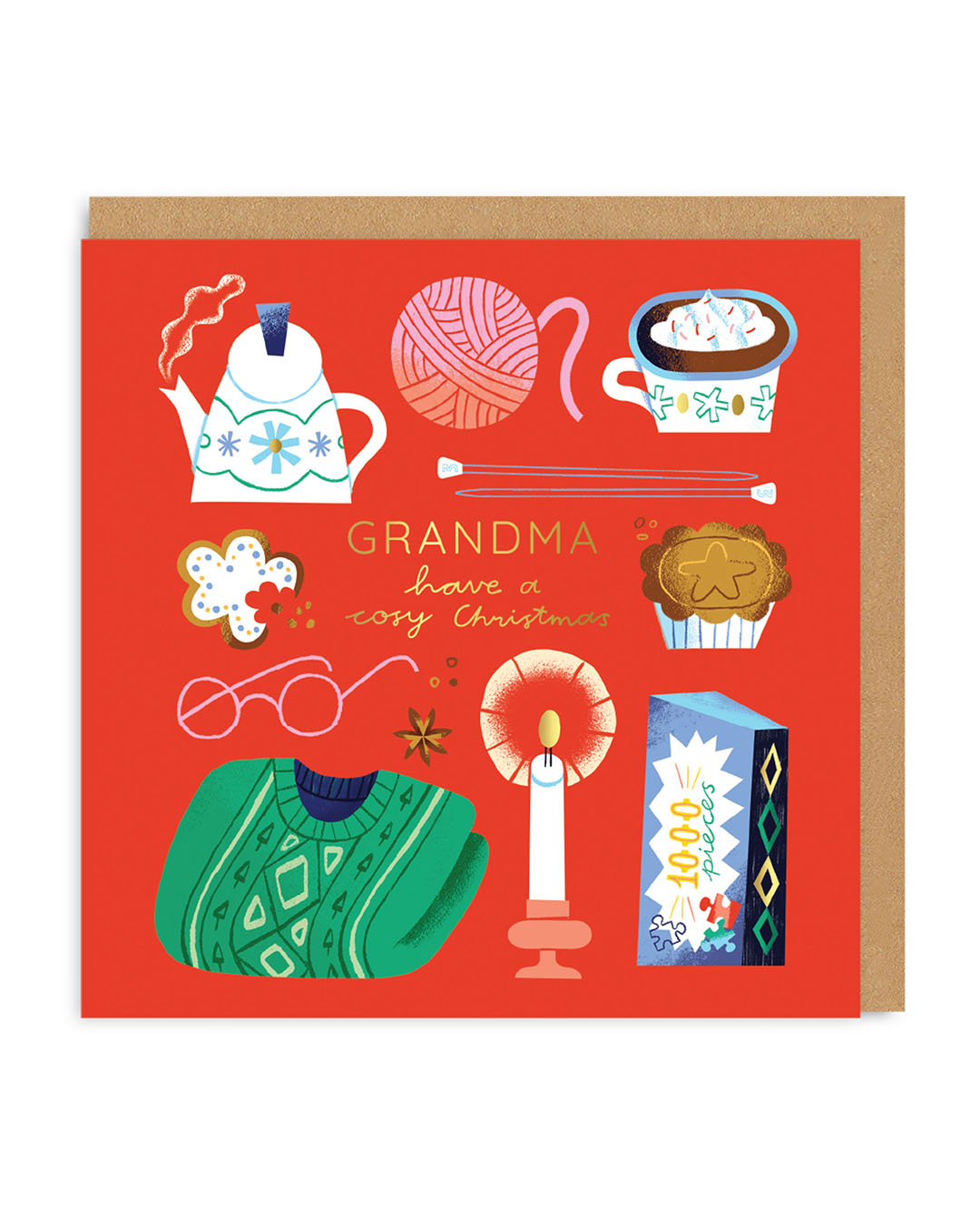 Grandma Cosy Merry Christmas Square Card