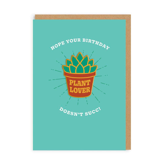 Hope You're Birthday Doesn't Succ, Plant Lover Woven Patch Card