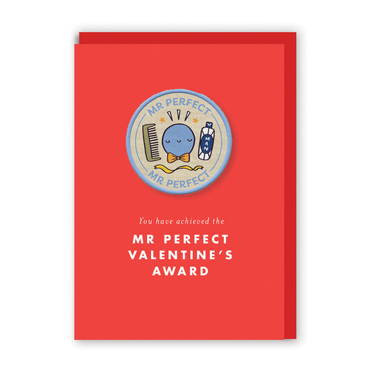 Mr Perfect Woven Patch Valentine's Day Card (5057)