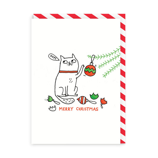 Oops Cat Merry Christmas Greeting Card